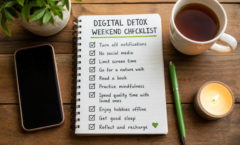 digital detox weekend checklist
